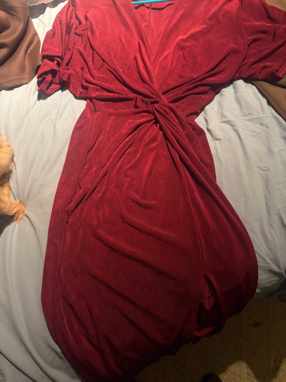 Knot-Front Red Midi Dress - Picture 2 of 2
